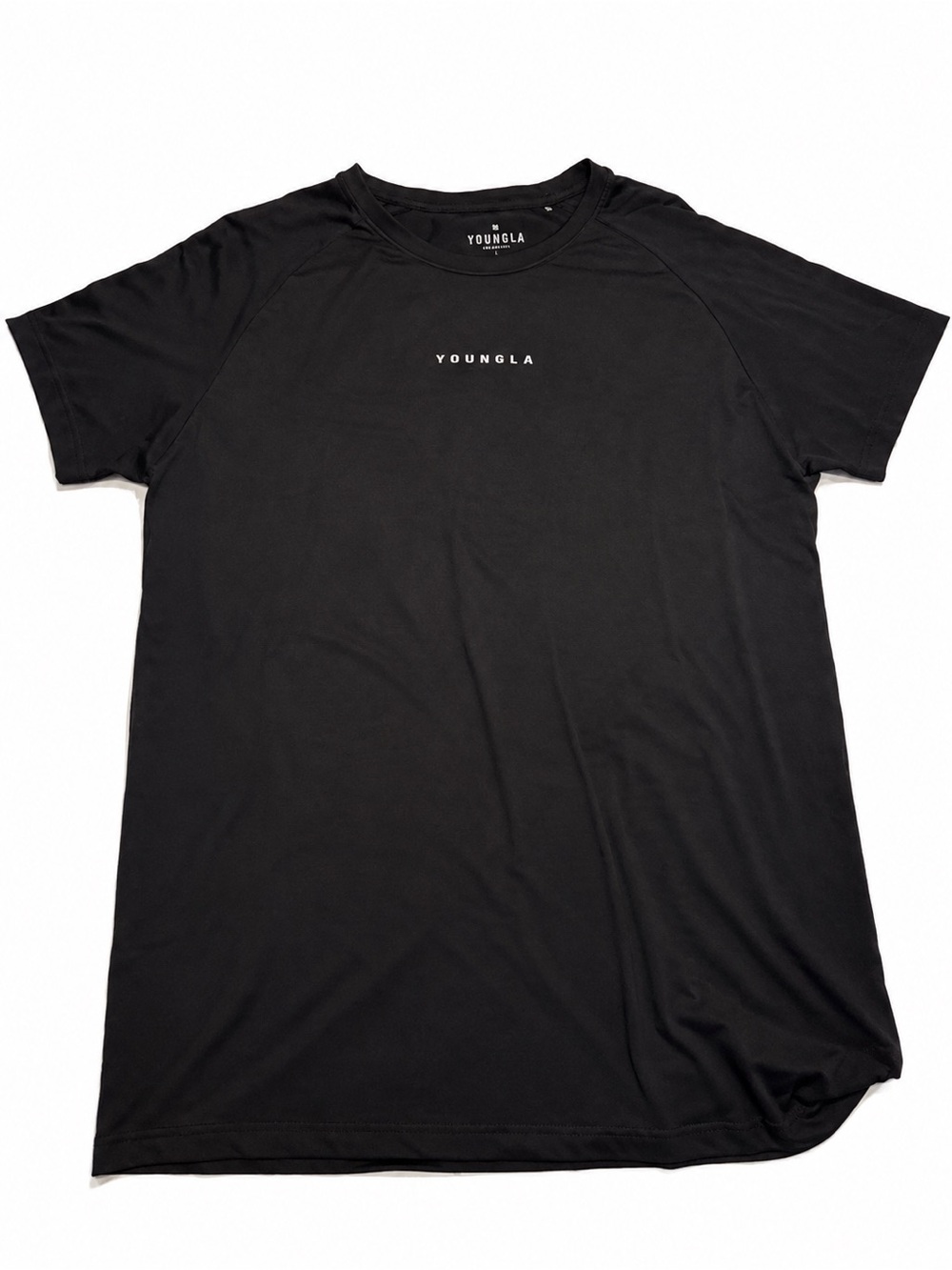 YoungLA Black Crewneck Tee with White Logo size Large
